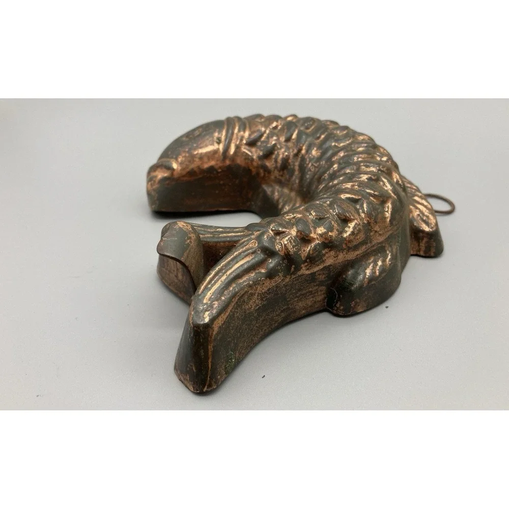 Vintage small copper leaping fish mold Germany ?  5